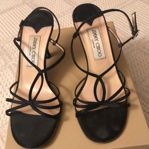 Jimmy Choo Black Silk Strappy Sandals Size 36 1/2